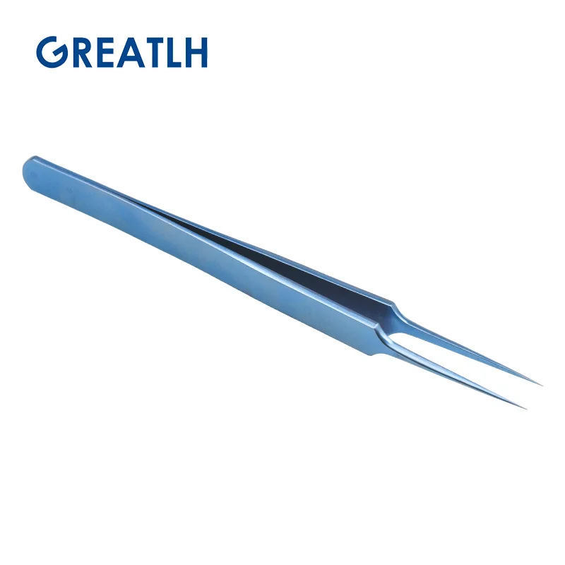 Titanium Alloy Hair Transplant Tweezers Straight Curved Tip Hair Transplant Implanter Forceps