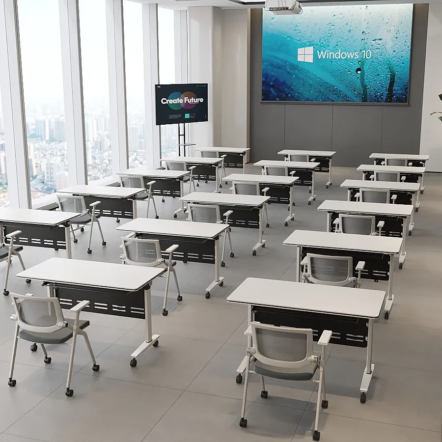 Home Office Furniture Cheap Office Furniture Foldable Conference Desk Movable Conference Table With Wheels Modular Office Desk