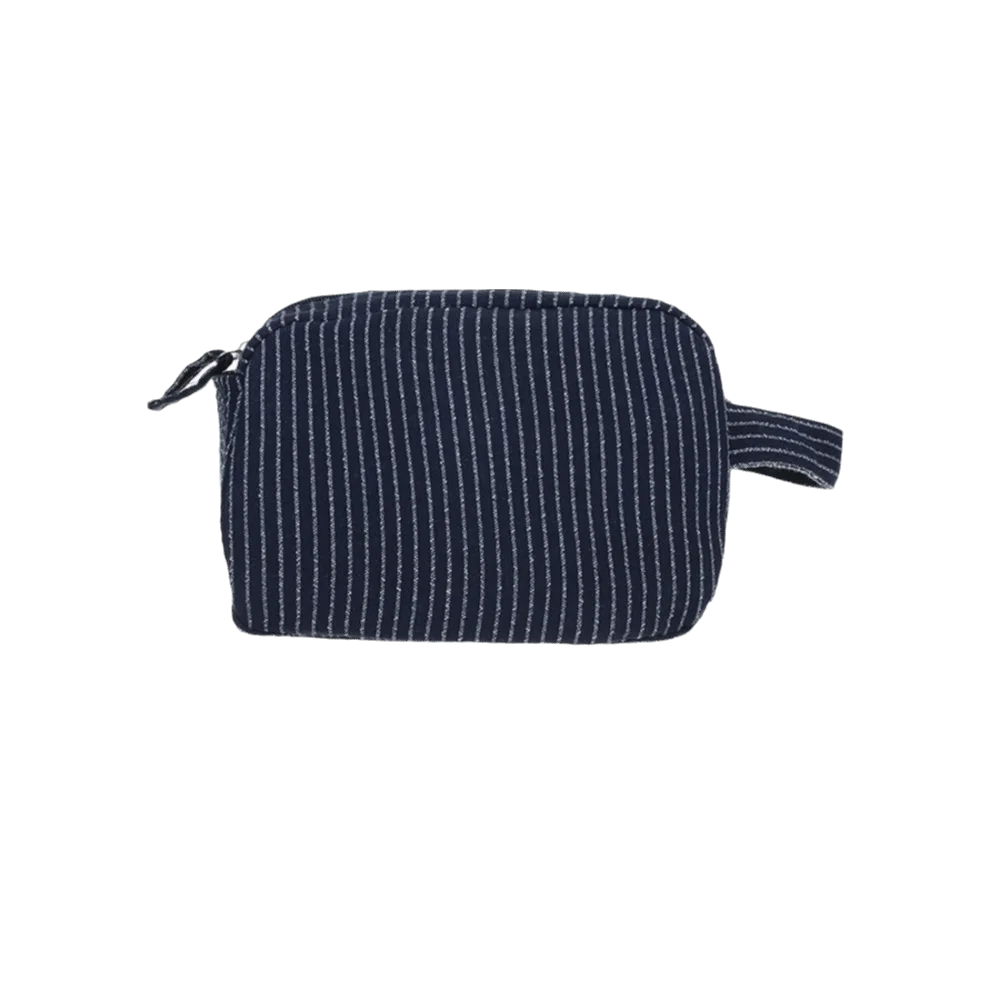 Minimalist Large Capacity Striped Cosmetic Bag Lightweight Canvas Storage Bag Portable Zipper Toiletry Bag Travel
