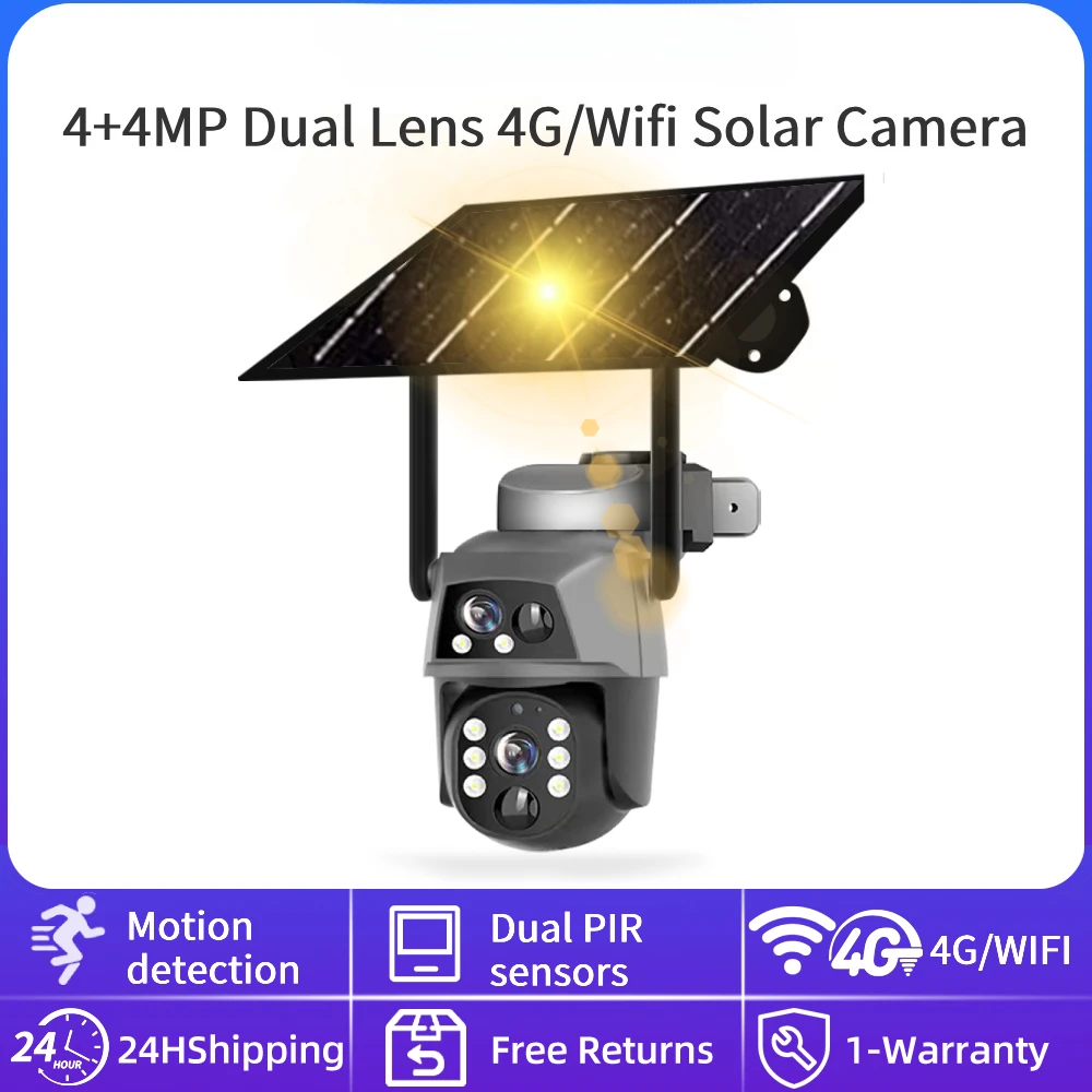 PEGATAH Dual Objektiv 4K 8MP WIFI 4G Solar Kamera PIR Menschlichen Erkennung Nachtsicht Sicherheit