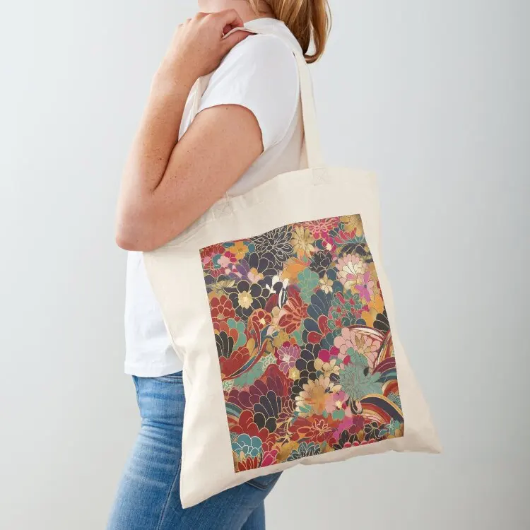 

Floral kimono japanese pattern Tote Bag shopper bags for women reusable shopping bags sac pour femme Canvas shoulder bag