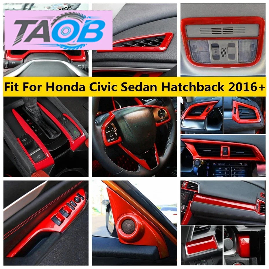 Pillar A Speaker / Dashboard / Gear Shift Box / Steering Wheel / Window Lift Button Cover Trim Fit For Honda Civic 2016 - 2020
