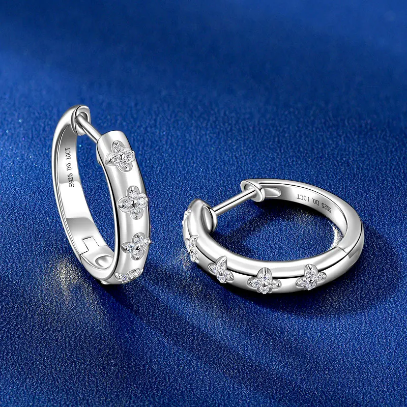 2026 Ehhai Voll 1mm VVS1 D-Farbe Rundschliff Moissanit Creolen für Damen S925 Sterling Silber Edelschmuck Geschenke Ohrringe – Detail 10