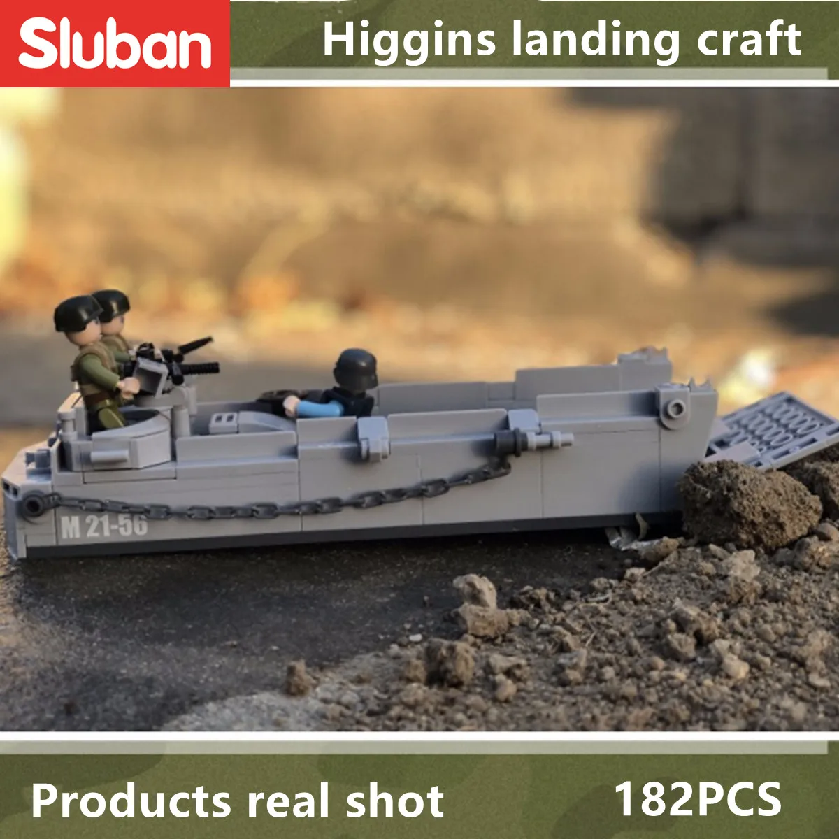 Sluban Building Block Toys WW2 Army Higgins Landing Craft 182PCS Bricks B0855 Military Construction Fit With Leading Brands