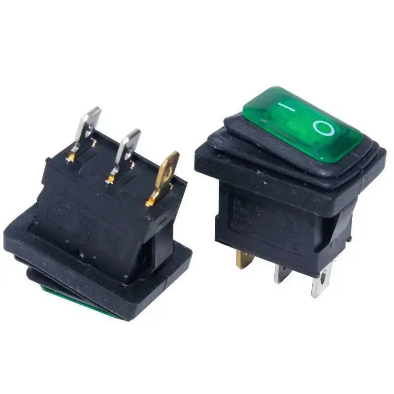 

21X15mm Electrical Equipment With GREEN RED BLUE LAMP ON-OFF 3 PIN Power Waterproof Rocker Switch