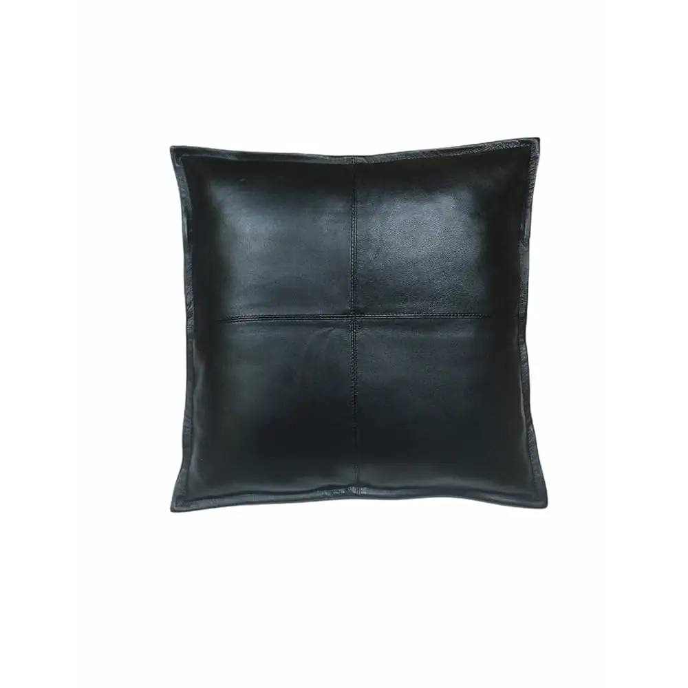 

Lambskin Leather Pillow Cover - Decorative Sofa Cushion Case - Throw Covers For Living Room & Bedroom, 14"" X 14"" - Bla Box Pa