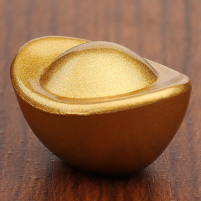 Brass Shiny Gold Ingot Figurine Wealth Symbol Craft Office Desktop Ornament Home Decor Copper Ingot Decoration Shop Opening Gift