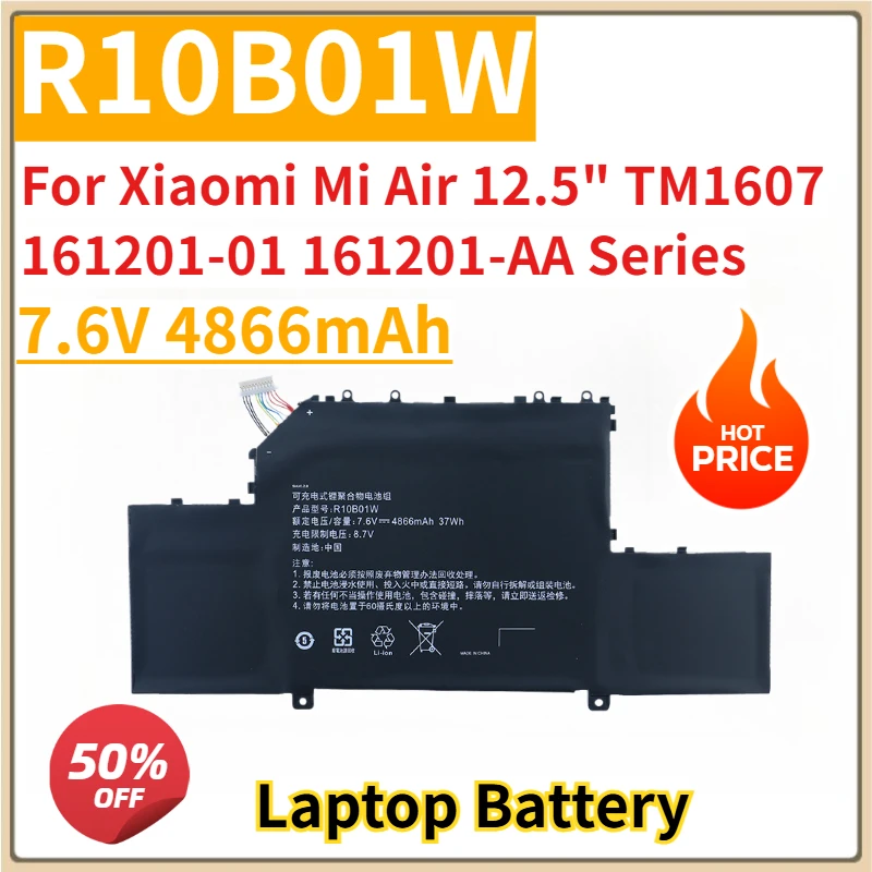 

New Replacement Laptop Battery 7.6V 4866mAh R10B01W for Xiaomi Mi Air 12.5" TM1607 161201-01 161201-AA Series