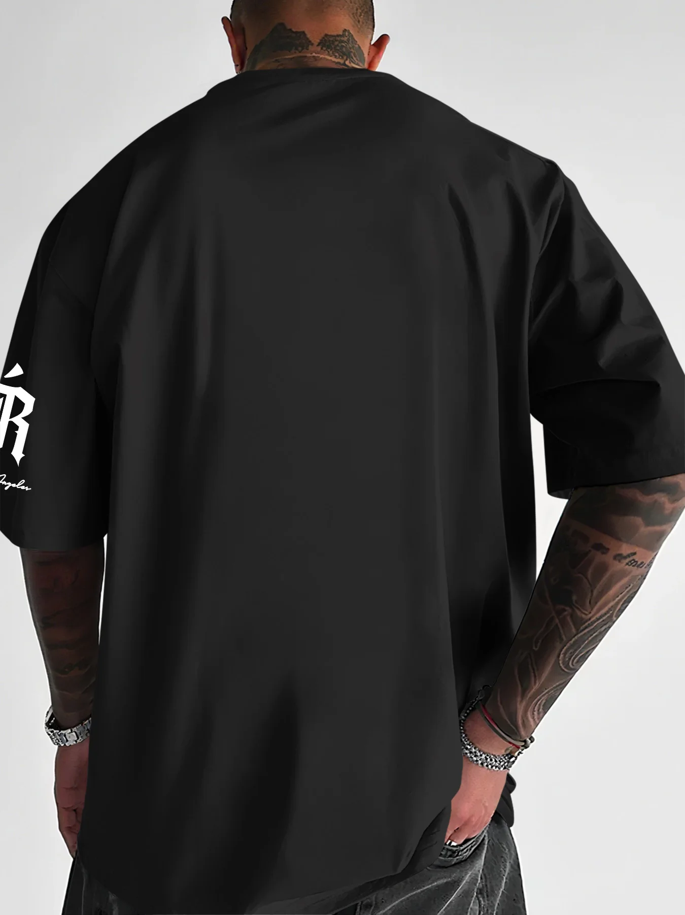 Men Oversized Drop Shoulder T-shirt, Gothic Rose Sketch Letter Graphic Print Casual Street Tee
