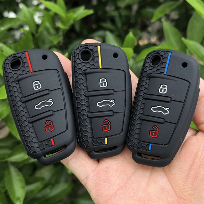 Silicone Key Case Cover Shell for Audi A4 B7 A6 C6 4f 8v A3 8p A1 A3 Accessories Auto Remote Key Holder 3 Button Jacket