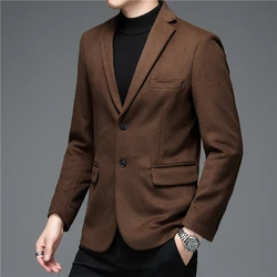 Mens Blazer Jacket 2022 New Arrivals Men's Smart Casual Classic Wool Camel Double Breasted Suits Coats Dress  Brand Clothing