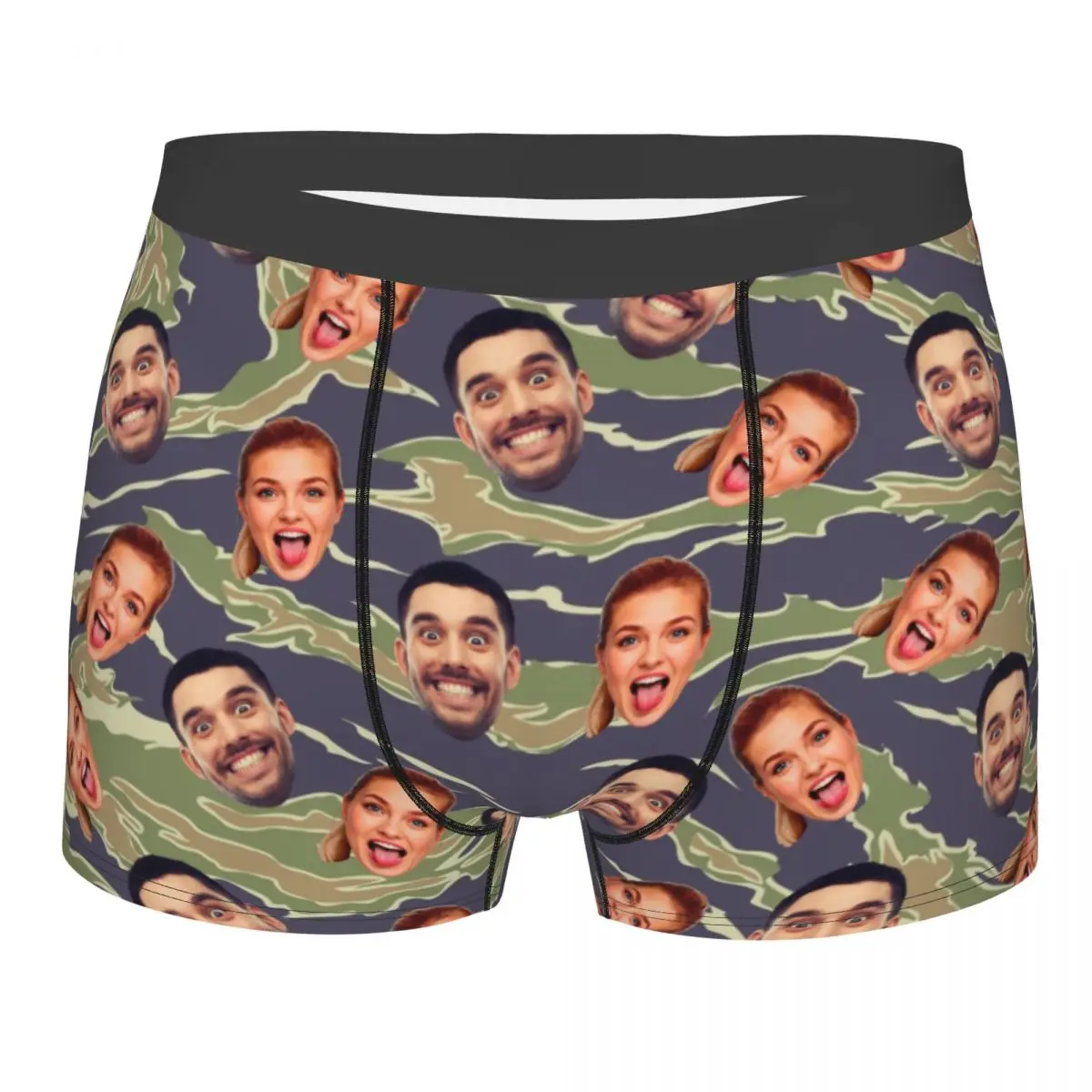 Custom Face Photo Underwear Men Breathable Personalized Camouflage Boxer Briefs Soft Underpants For Husband Valentine's Day Gift
