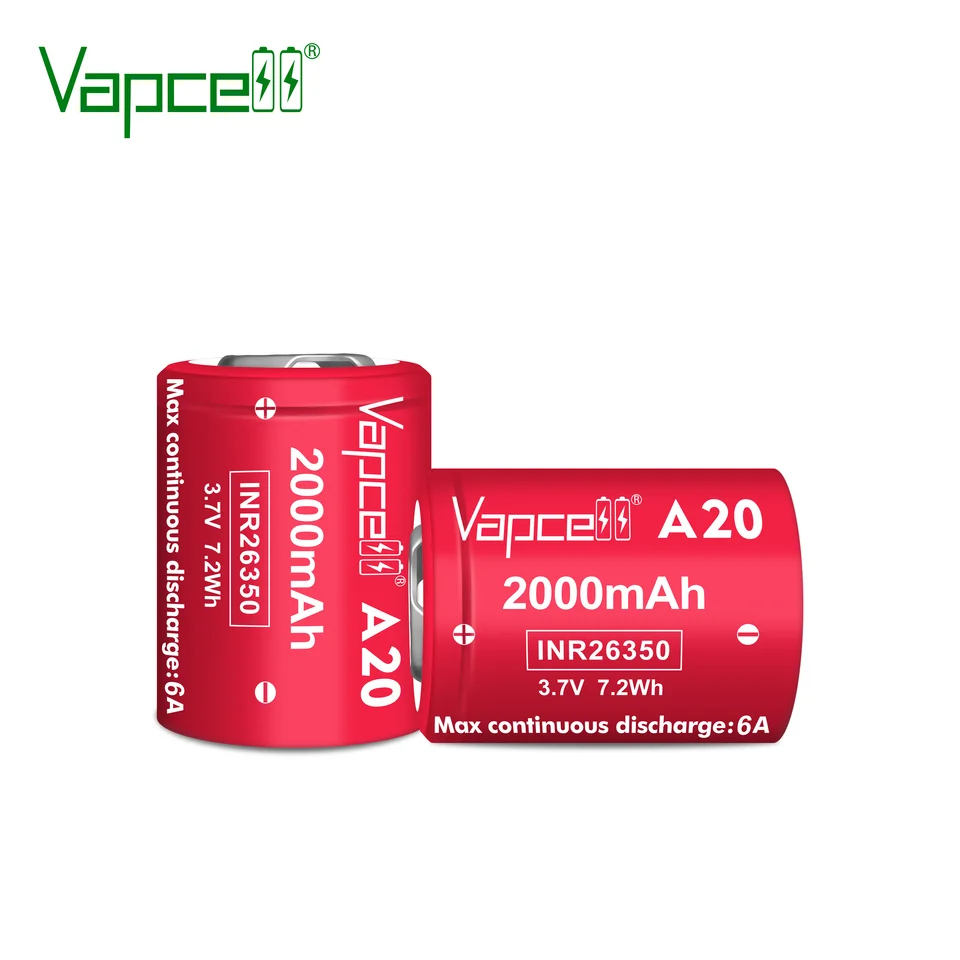 Original Vapcell A20 INR 26350 2000mah 6A Rechargeable Battery 26350 3.7V High Capacity LI-ION Batteries For Flashlight Tools