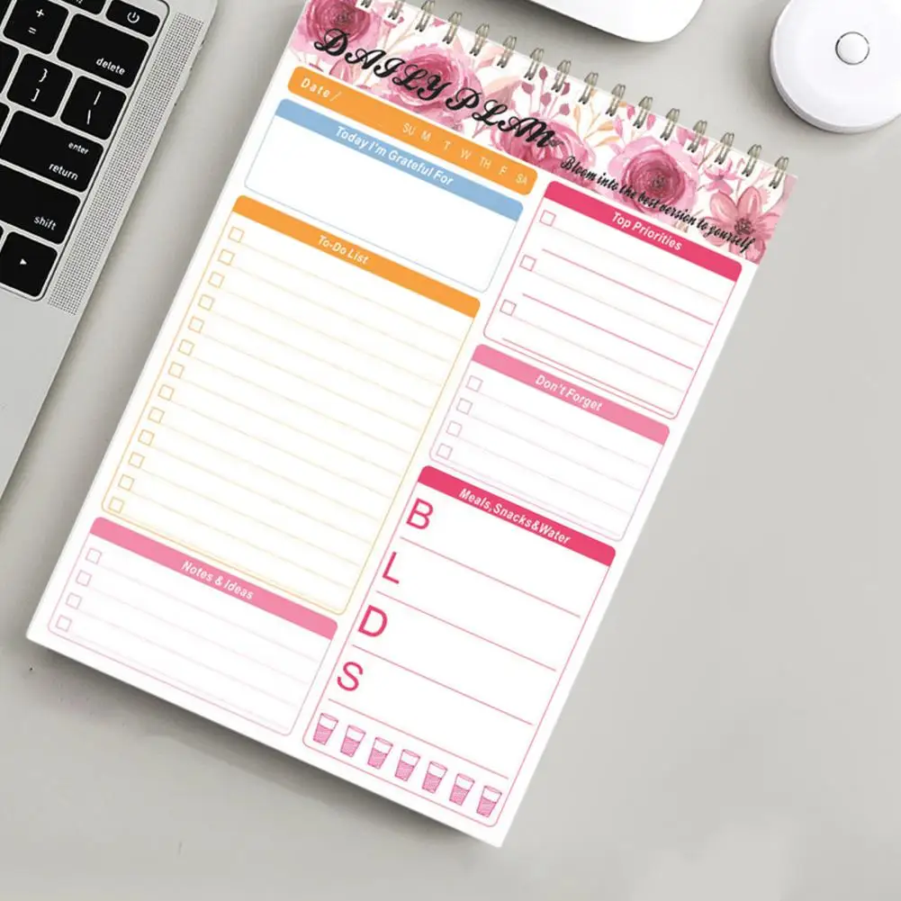 แผ่นจดบันทึกเขียนเรียบกระดาษหนาสำหรับวางแผนรายสัปดาห์พร้อมลวดคู่ที่มีประสิทธิภาพ