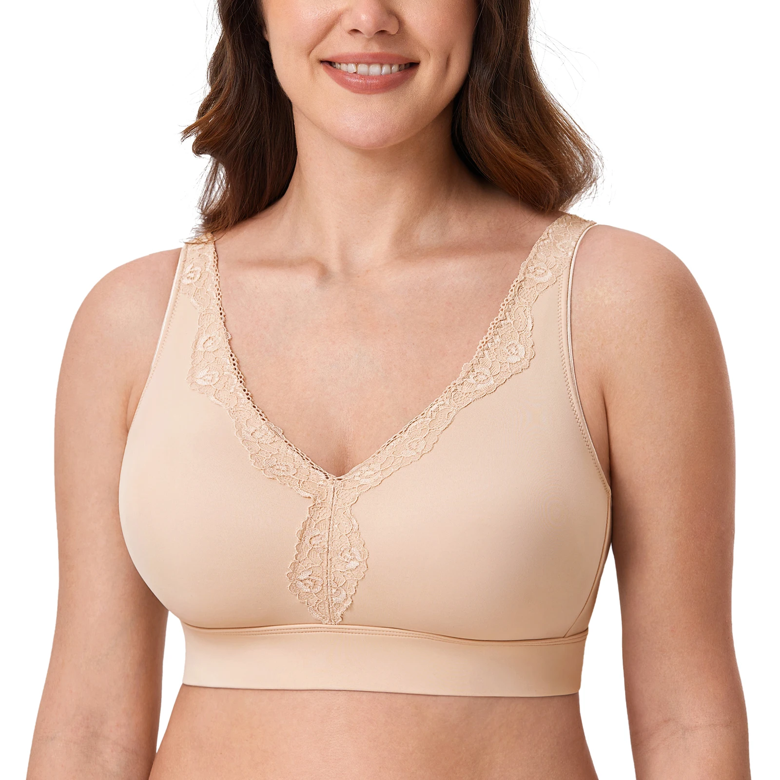 Women's Wireless Seamless Bra Plus Size Full Coverage Unlined Comfort Everyday Bras Sleep D DD E F G