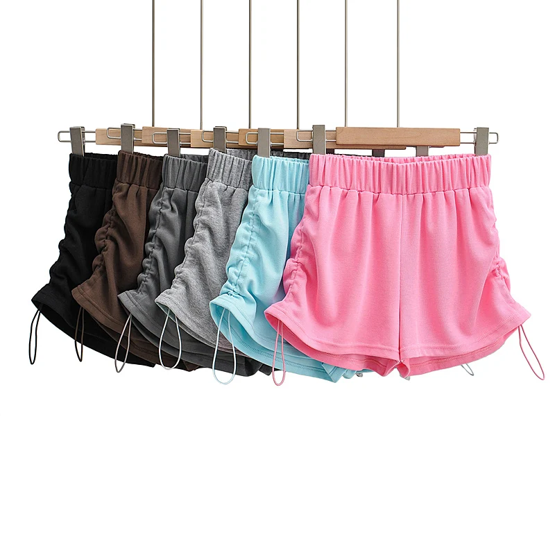 

Black biker shorts women Summer high waisted shorts for women white workout shorts casual pink pleated bottoms womens drawstring