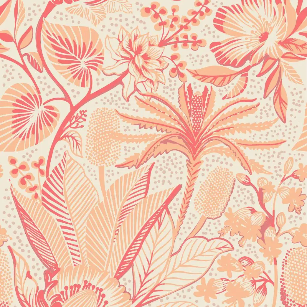 Orange Tropical Peel and Stick Wallpaper Palm Tree Floral Self Adhesive Wallpaper Waterproof Removable Contact Paper for Decor