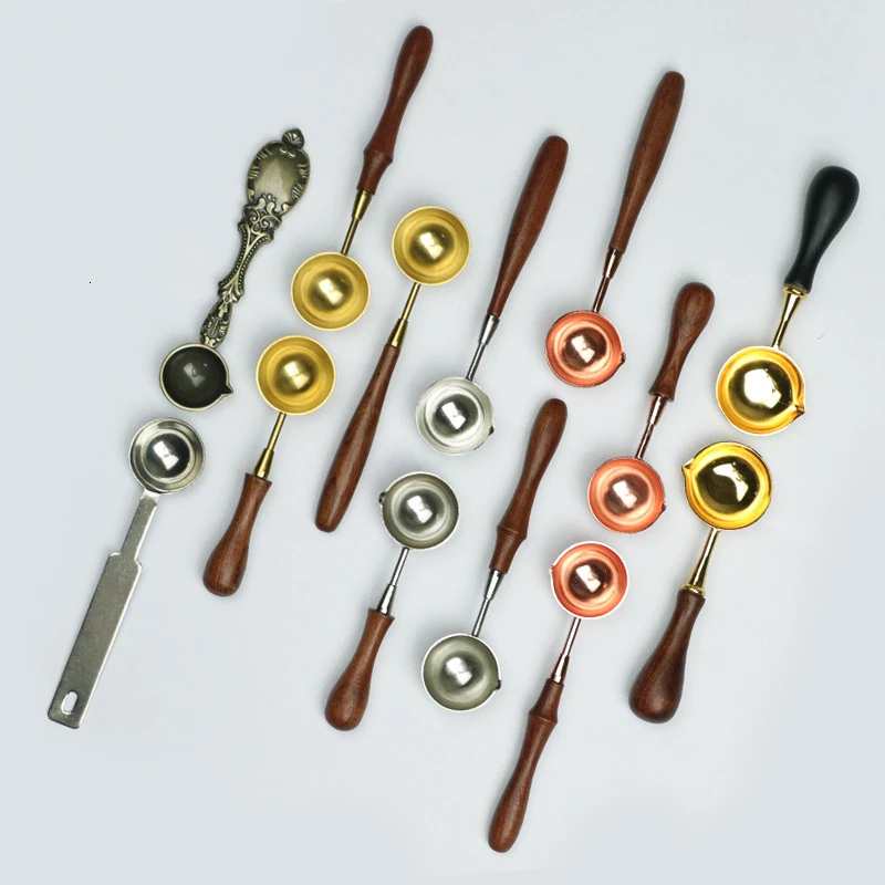 1pcs Hot Fashion Stainless Steel Spoon Wood Handle Length 12cm Hight Quality for Wax Seal Ancient Sealing Wax Tablet Pill Beads