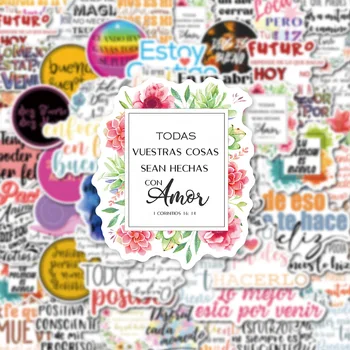 10/30/50PCS Frasi di testo ispiratrici spagnole Adesivo del fumetto Telefono fai da te Laptop Bagagli Skateboard Graffiti Decalcomanie Divertimento per il giocattolo