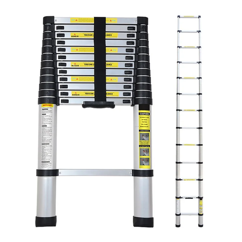 Ladders Stepladder4.1m 4.4 Meters Steps Aluminum Ladders Portable Straight Ladder Household Folding Extension Telescopic