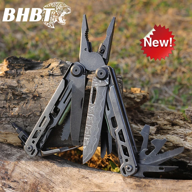 

BHBT 19 in 1 Multi-Tool Pliers with Damascus Knife Hoxagon Wrench Folding Edc Outdoor Camping Survival Multi Tool Home Repair