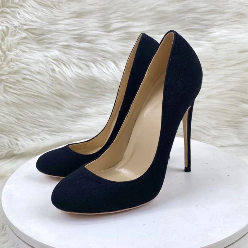 Keshangjia Women Round Toe 12cm High Heels Suede Fashion Sexy Shoes Women Pumps Wedding Shoes Business Working Shoes Woman