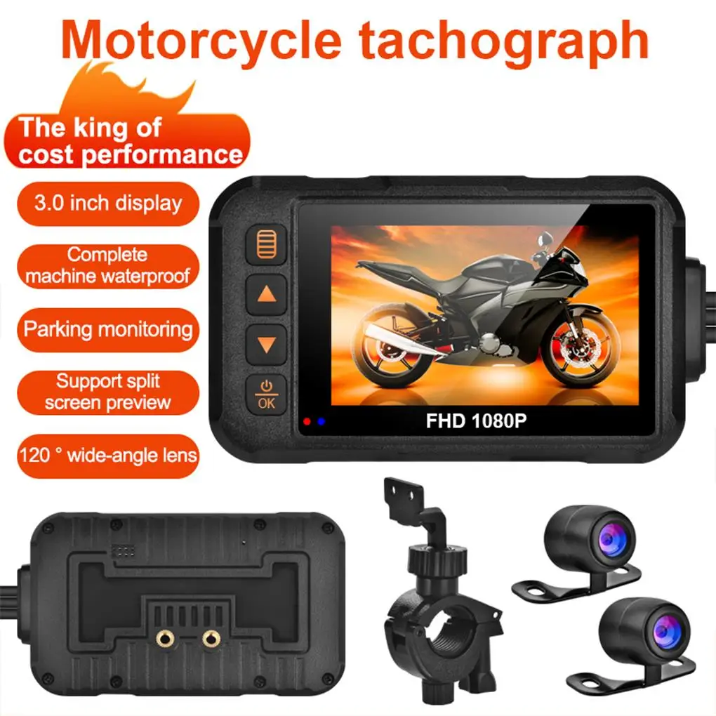 3 Inch Universal Motorcycle Driving Recorder Scooter Cycling Recording Waterproof DVR Camera Motorcycles Accessories