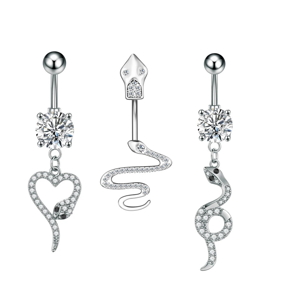 Surgical Steel Crystal Belly Button Piercing Set