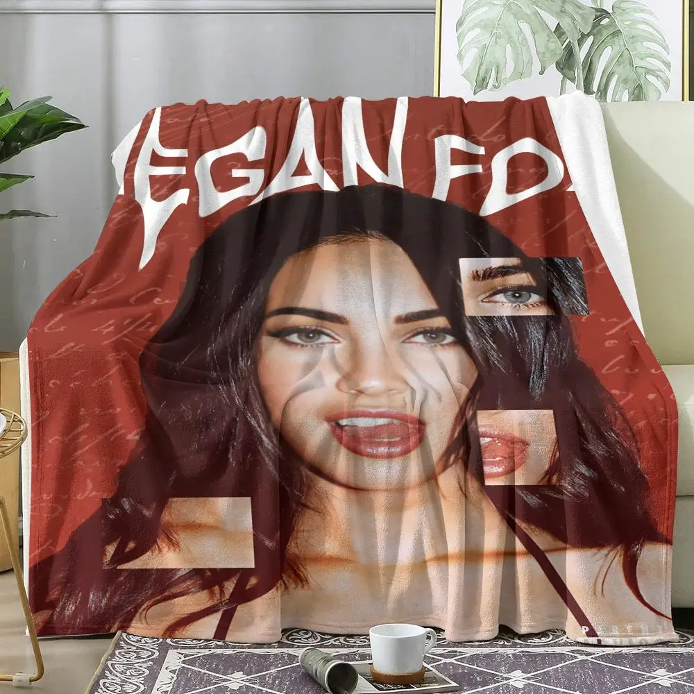 Famous Actress M-Megan Fox Throw Soft Flannel Throw Summer Blanket Lightweight Cozy Nap Blanket for Sofa Bed Travel
