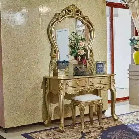 HJ master bedroom dresser modern simple makeup mirror storage box small apartment luxury champagne gold dresser