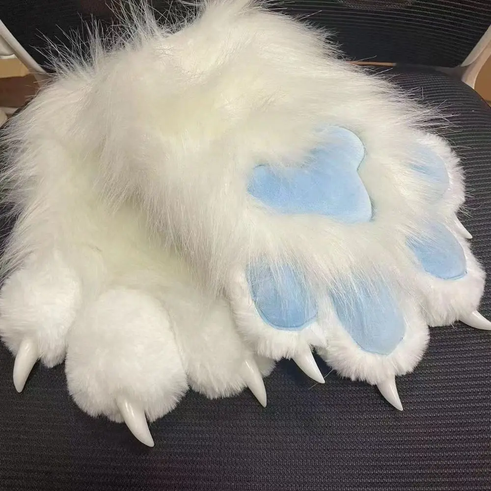 Kawaii Cartoon Cosplay Costume Gloves Furry Fursuit Kigurumi Plush Cat Paw Gloves Squeaky Kig Warm Cat Claw Mittens Club