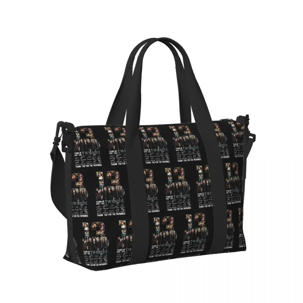 

Custom 13 Years Of The Twilight Saga Signature Beach Travel Bag Tote Bags for Gym Yoga Women Shopping Duffle Shoulder Bag