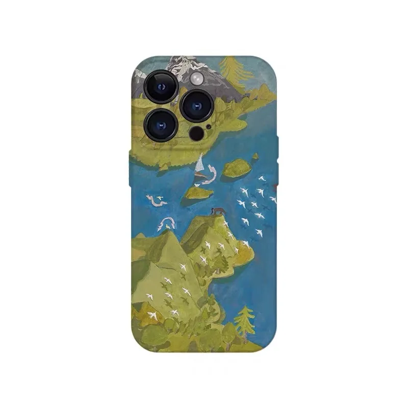 

A Poem with A Natural Blue-green Tone Case for IPHONE 17 16 ProMax 15 14 Plus 13 12 MINI 11 16Plus XR XS MAX Acrylic Phone Cover