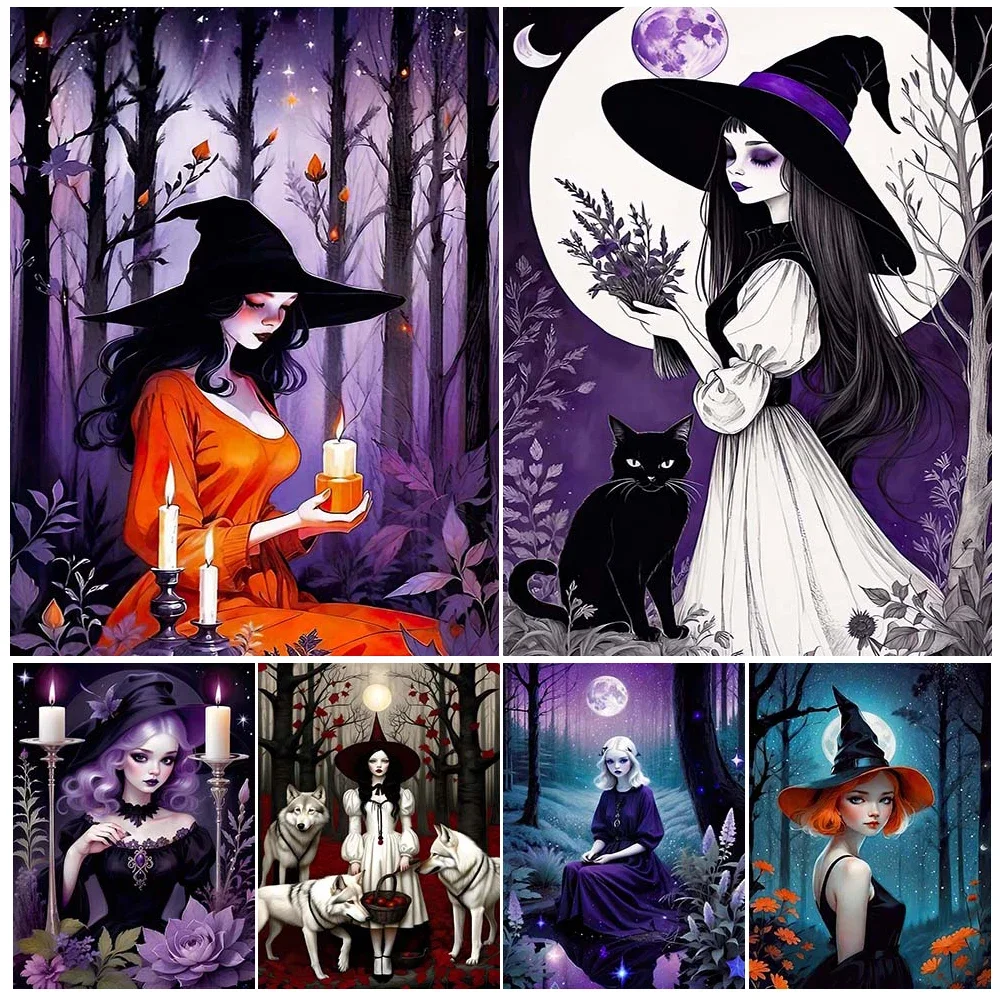 Candles,Cauldrons And The Woodland Witch Abstract Wall Art Canvas Painting The Witchery Aesthetic Art Poster Print Home Decor
