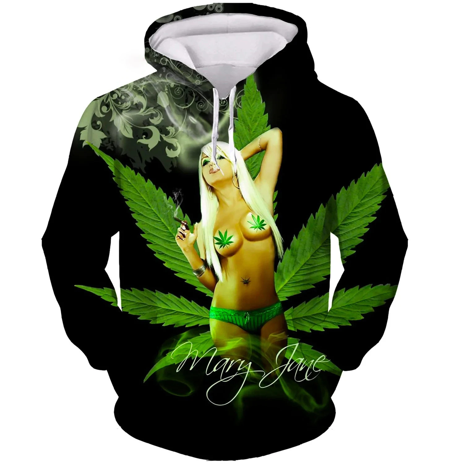 Tobacco Weeds 3d Hoodie Men/Women Printing Autumn Sweatshirts Green Leaves Funny Pullover Skull Smoking Printed Harajuku Clothes