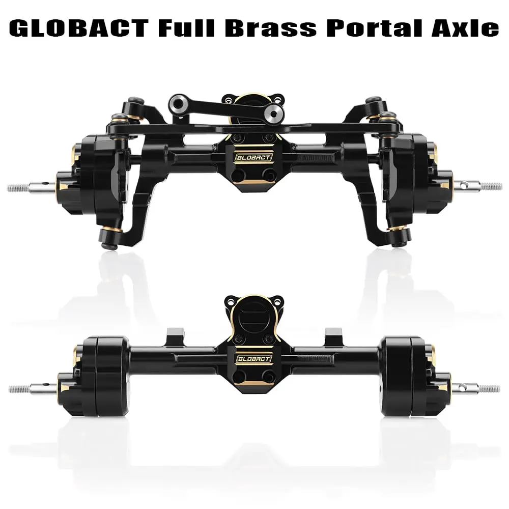 GLOBACT for 1/24 Axial SCX24 Axle Full Brass Front and Rear LCG Portal Axle with Steel Gears and Drive Shaft RC Crawler Car