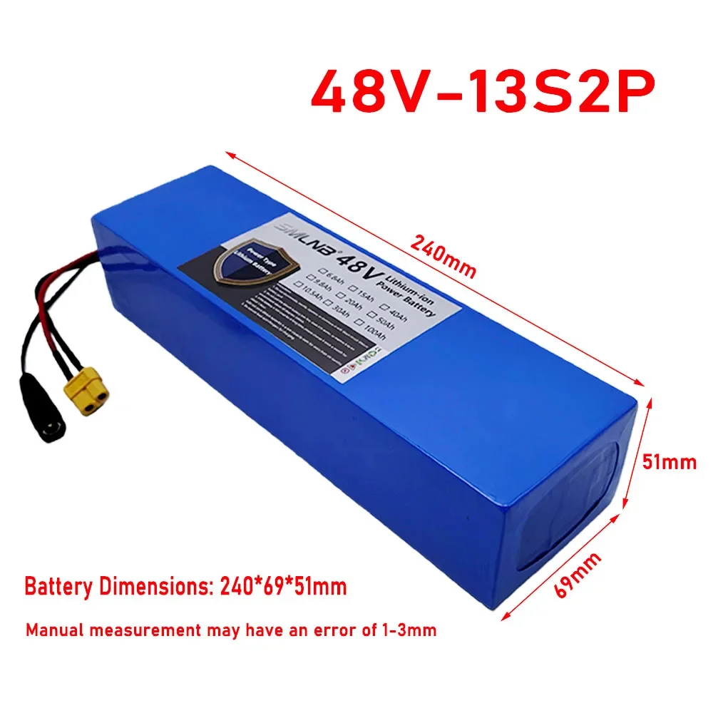 13S2P 48V 9.8AH Lithium Ion Battery Pack with BMS -250W To 1000W Electric Vehicle Power Supply 54.6V Charger