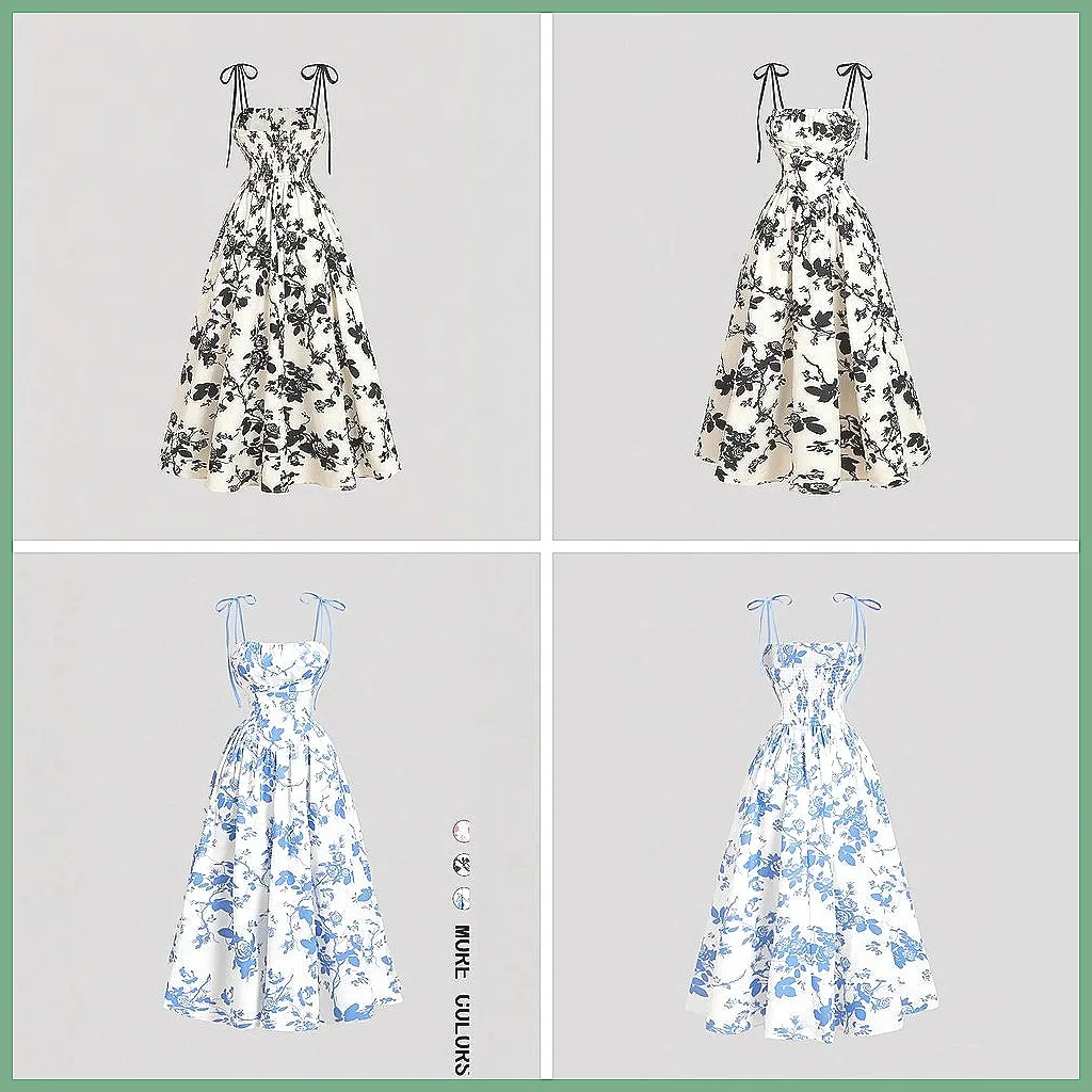 

Sexy High-Waisted Suspender Dress 2026, Women's Sleeveless Print Dress for Office Casual Party (Characters: 78)