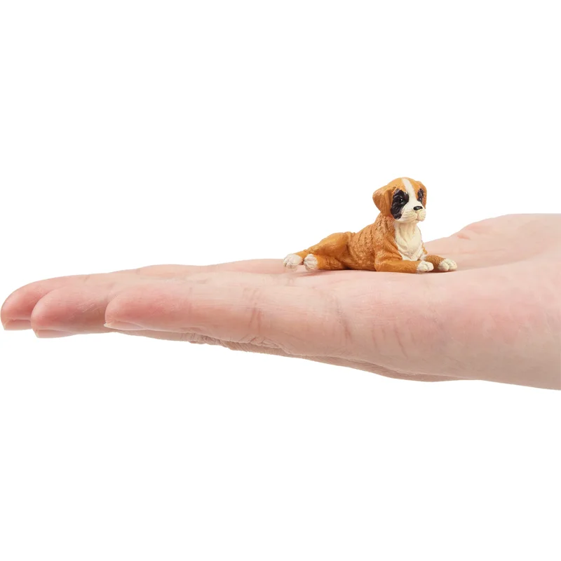 Simulation Dog Pet Animal Model Toy Mini Lying Boxer Puppy Figures Dolls Action Figurines Toys Children Set Gift Cake Decoration