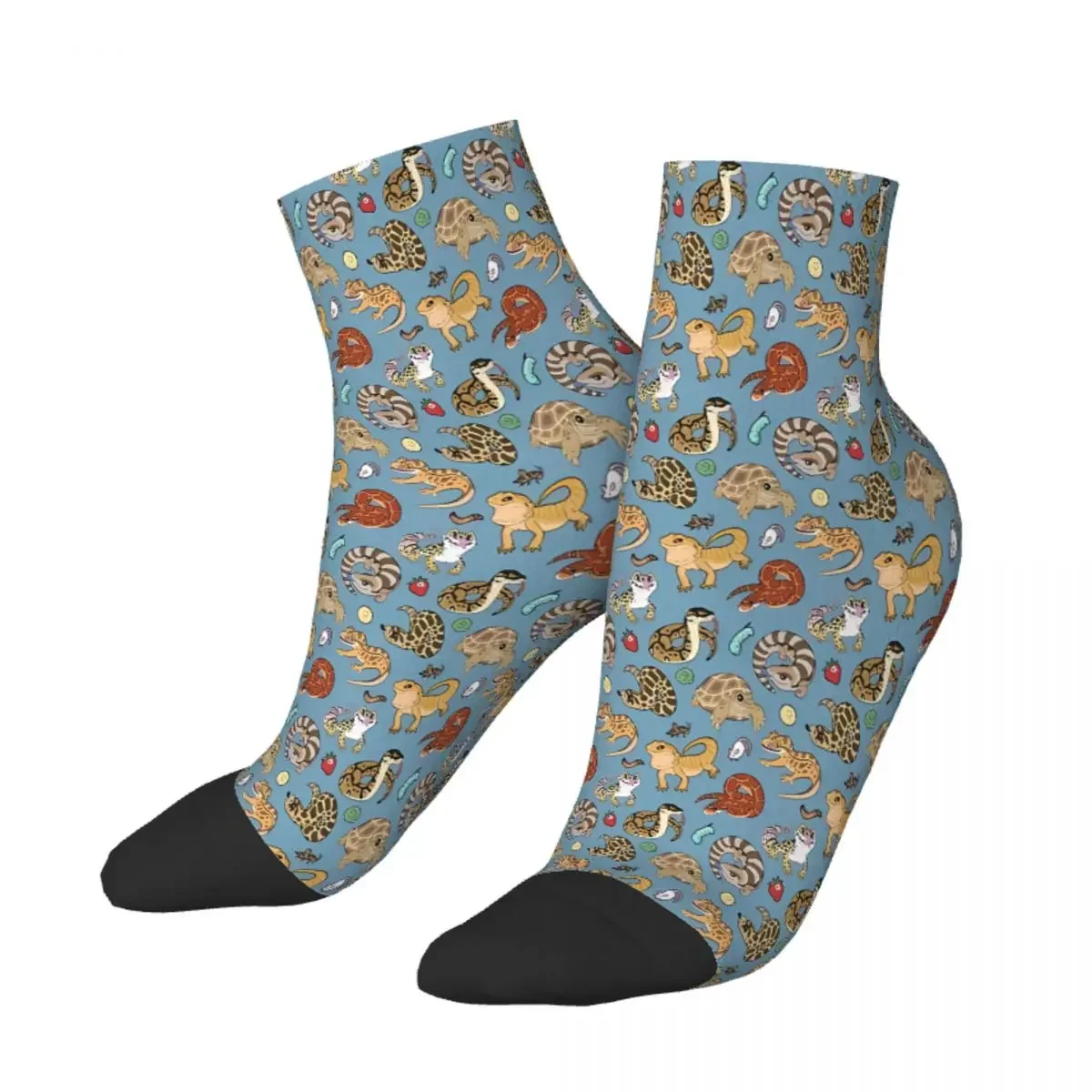 Reptile Pets Pattern Blue Ankle Socks Male Mens Women Winter Stockings Harajuku