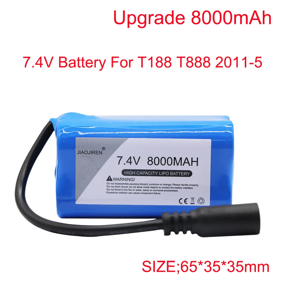 

5PCS 7.4V 8000mAh Lithium Battery For T188 T888 2011-5 Remote Control Fish Finder Fishing Bait Boat Spare Parts 7.4 V 2S battery