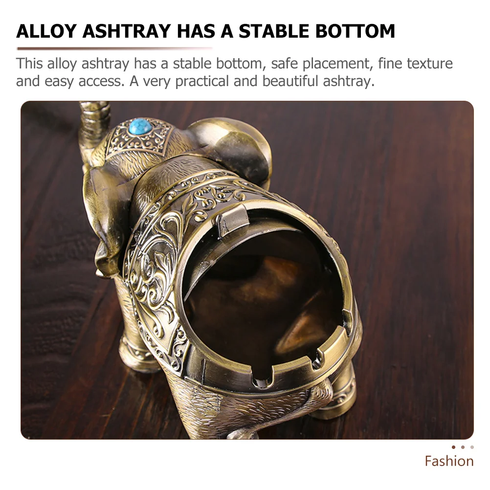 

Vintage Elephant Ashtray Alloy Desktop Decorative Ash Container For Home Office Car Cigarette Holder Unique Metal Shape