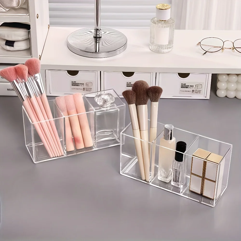 Organisateur de pinceaux de maquillage en acrylique, organisateur de bureau de vanité, organisateur de cosmétiques, porte-stylo de rouge à lèvres, Style haut de gamme de luxe