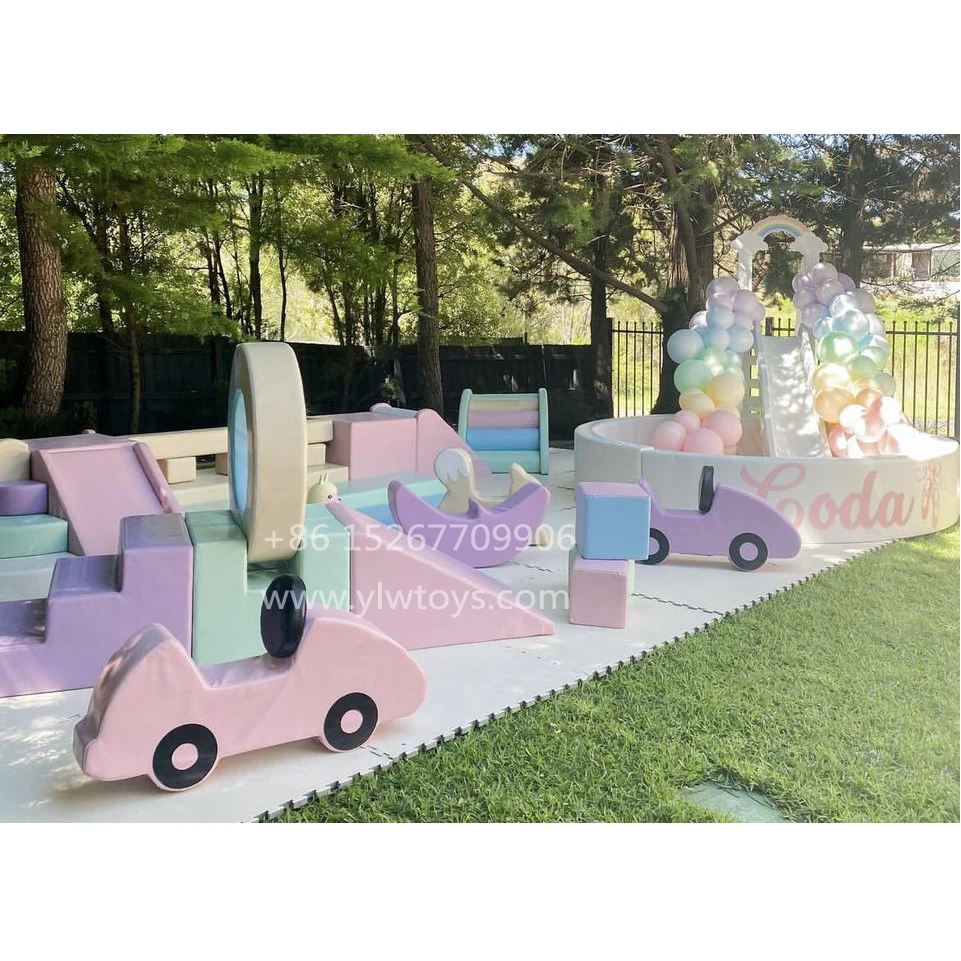 YLWCNN Parco giochi in schiuma per bambini personalizzato Set da gioco morbido per bambini Area da gioco portatile gonfiabile gonfiabile bianca Attrezzatura da gioco all'aperto