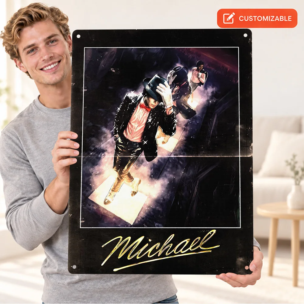 Michael Jackson Billie Jean Dance Aluminum Poster Personalized Metal Sign Painterly Wall Art For Home Studio, Music Lover Gift