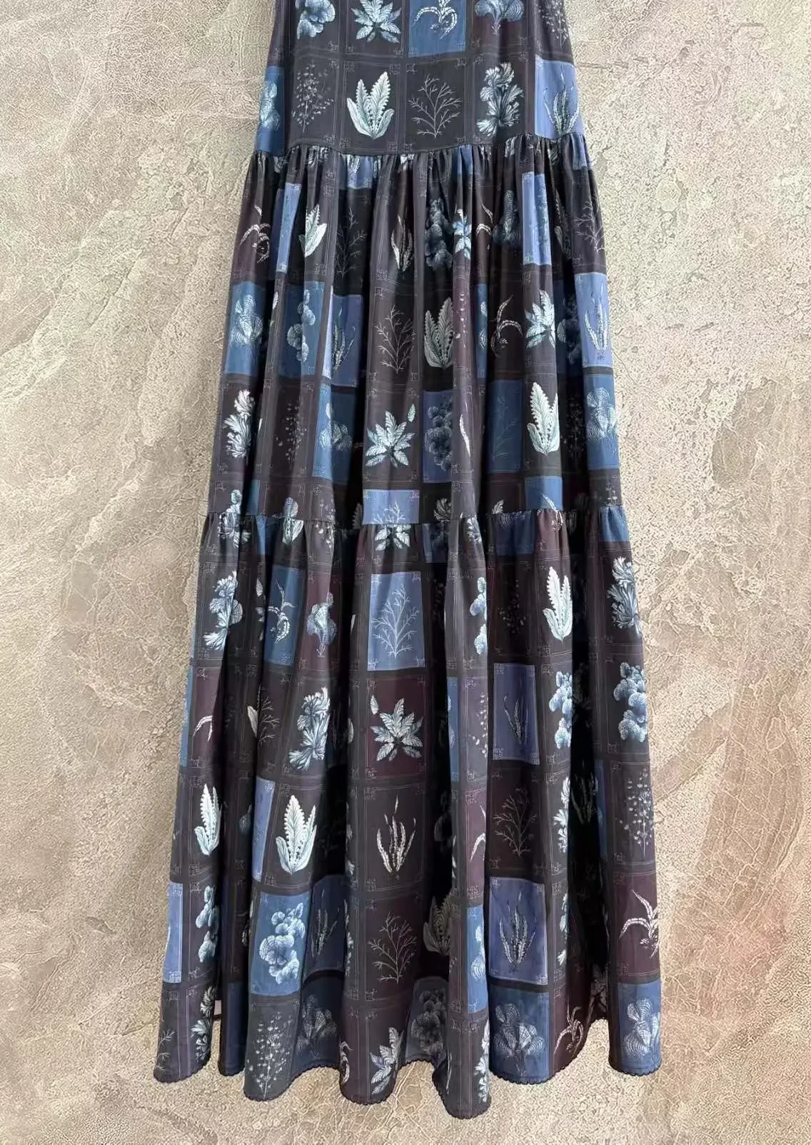 100% Linen Women Holiday Blue Maxi Dress 2025 New Floral Print Strapless Sleeveless Elegant Female Robe