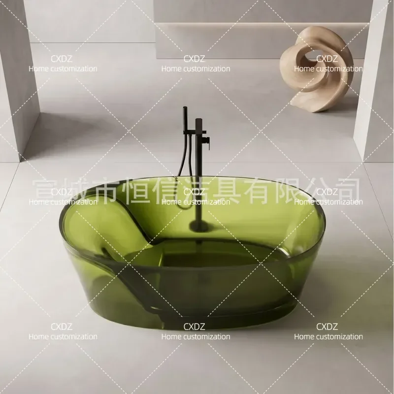 Transparent Freestanding Resin Bathtub Luxury Private Hotel Bathroom Soaking Tub Modern Design Acrylic Spa Bath for Home