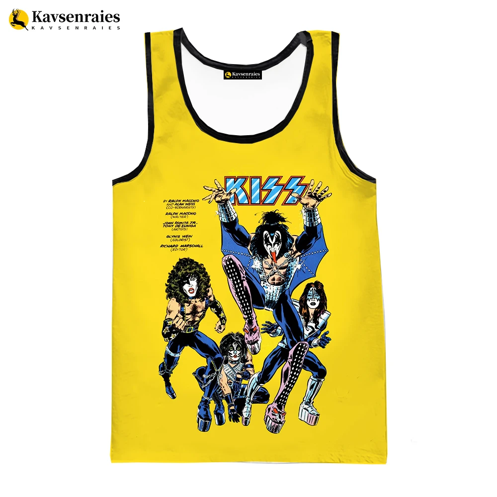 Kiss Band 3D Printed Tank Tops Men Summer Vest Women Casual Singer Kiss Band Sleeveless T-shirt Hip Hop Oversized Tops