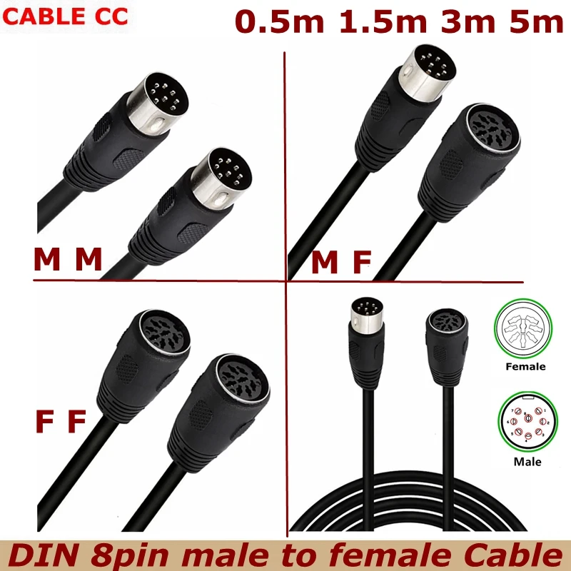 

0.2m 5m Midi DIN 8pin male to female Extention Cable Used for Power Supply, Audio and Video Signal Transmission or Connection