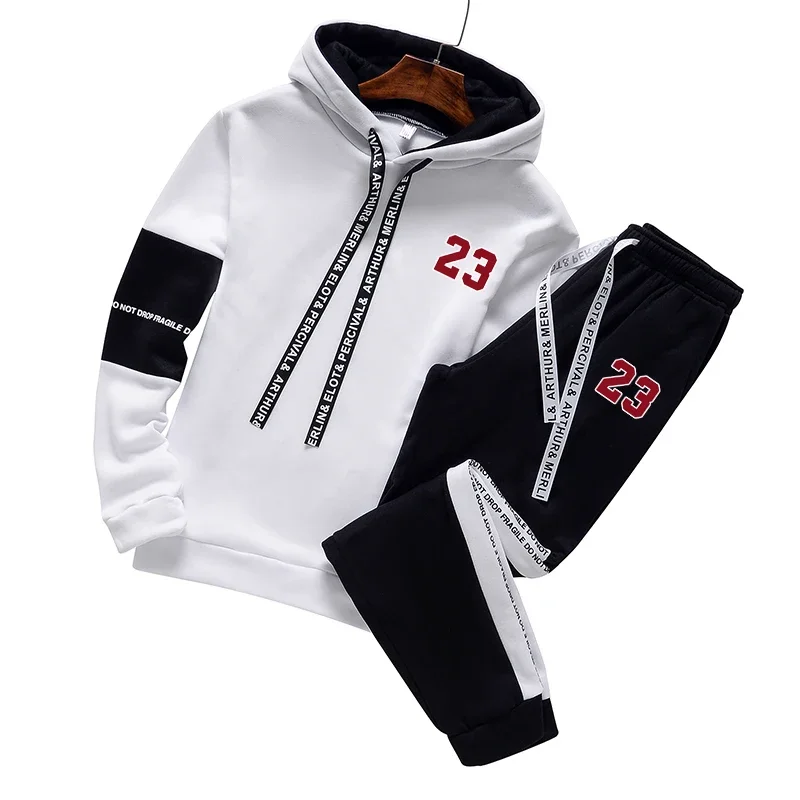 Men Tracksuit 2024 Two Piece Sets Man Hooded Sweatshirts Pullover Tracksuit Autumn Winter Jogging Suit Men Hoodies Men Clothing